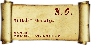Milkó Orsolya névjegykártya